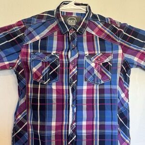 BKE Buckle Button up Shirt Men's Sz M Standard Fit Long Sleeve Multi Color Plaid